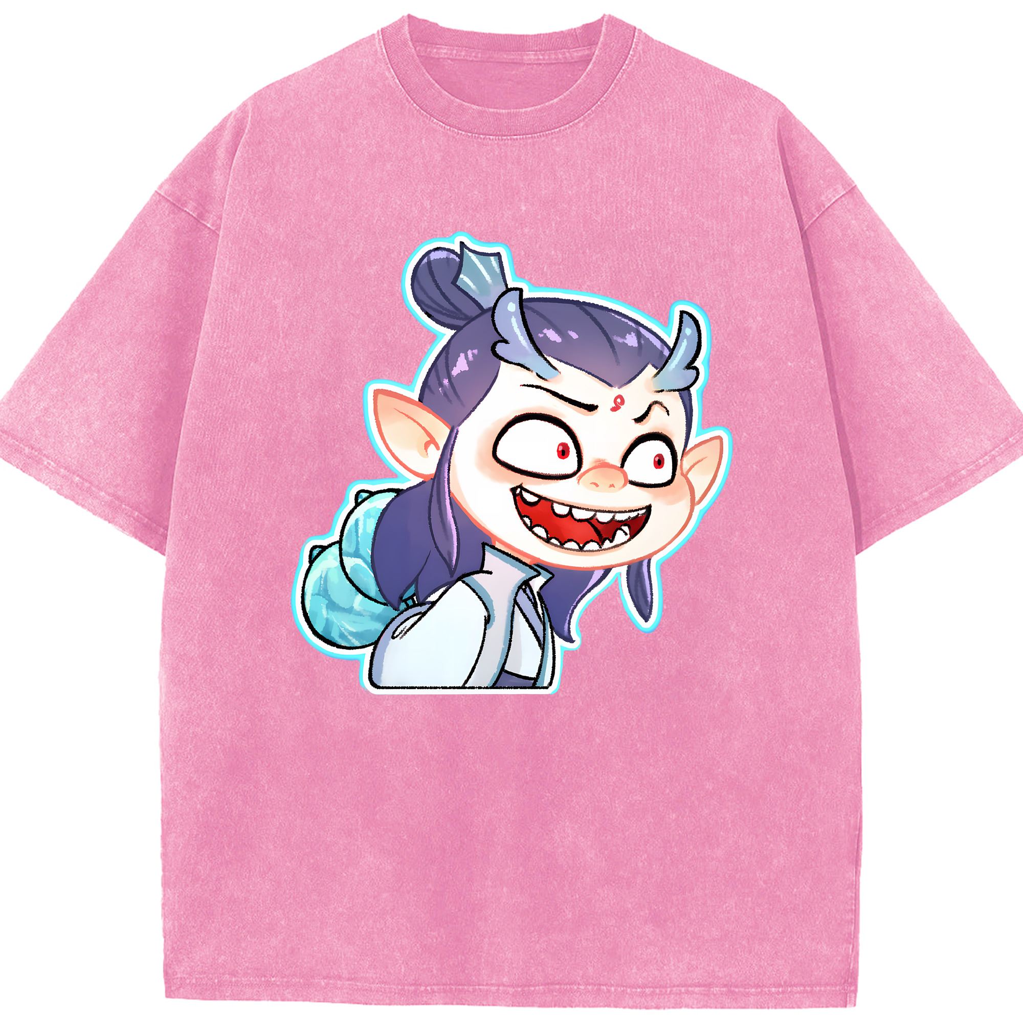 （画像用） Ne Zha 2 ナタ 魔童の大暴れ 綿100% ヴィンテージ風 半袖Tシャツ（フロントプリント）
